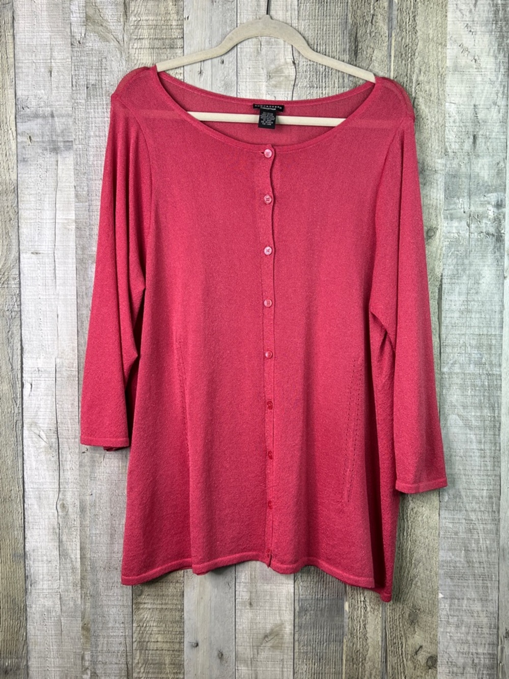 Doncaster Collection Coral Metallic Shimmer Lightweight Button Front Cardigan